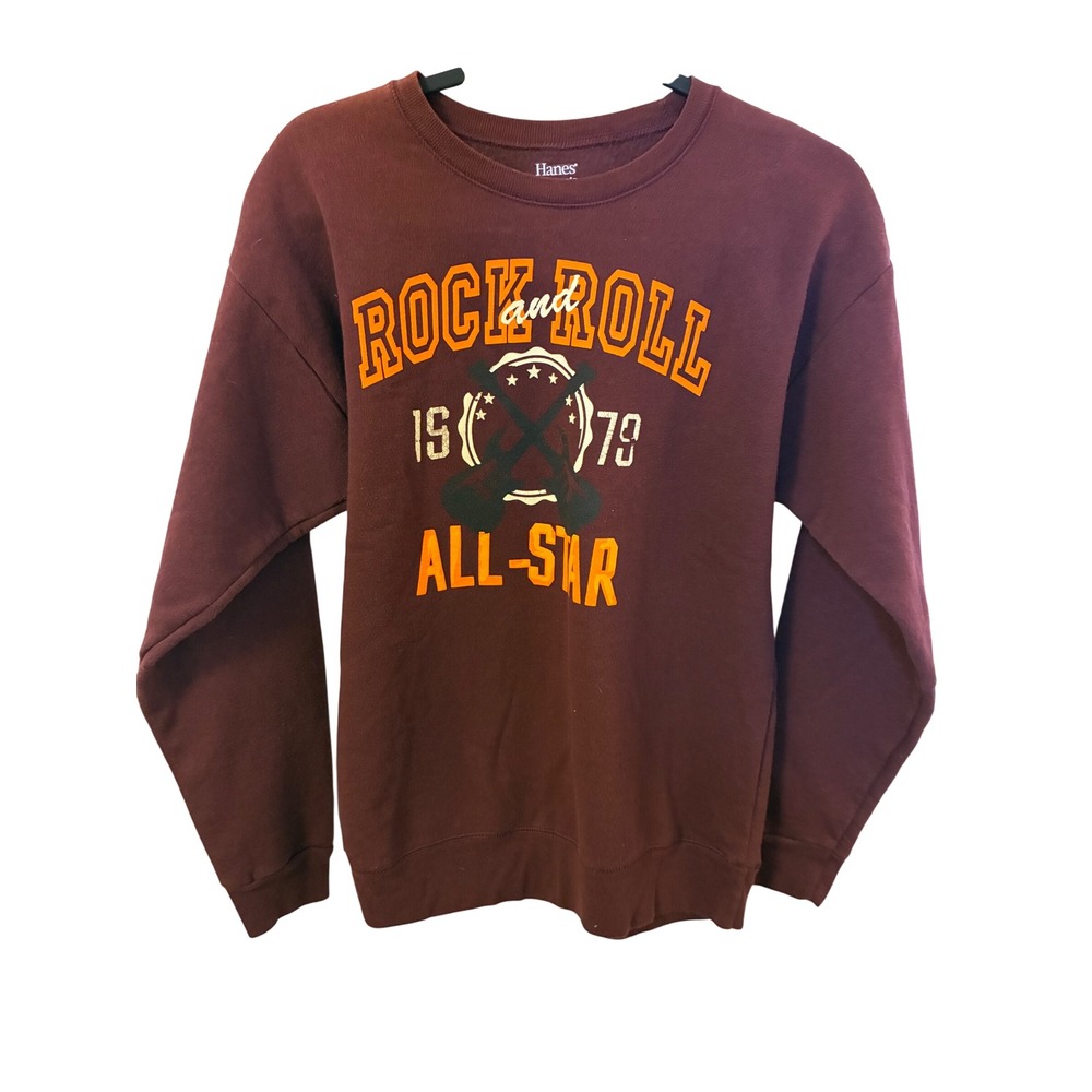 Hanes Rock and Roll 1979 All-Star Sweatshirt Maroon Graphic Crewneck XXL